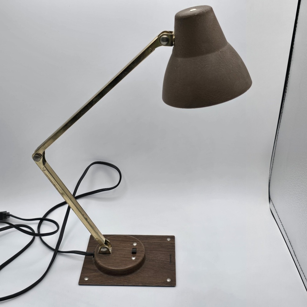 Vintage Benson Desk Lamp Adjustable Brown Gold Works